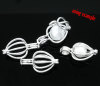Picture of Brass Filigree Bead Cages Pendants Lantern Silver Plated Hollow (Fit 6-8mm Beads) 24mm(1") x 13mm( 4/8"), 5 PCs                                                                                                                                               