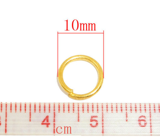 Immagine di 300 Pz 10mm Dia, 1.3mm(16 misura) Lega di Ferro Aperto Stile Anello di Salto Oro Placcato Tondo