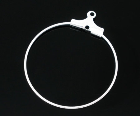 Picture of Zinc Based Alloy Wine Glass Charm Hoops Circle Ring Silver Plated 29mm x 26mm(1 1/8"x 1"), 100 PCs