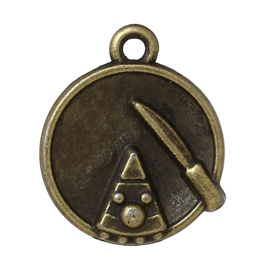 Picture of Zinc Based Alloy Disc Charms Dinner Plate & Cake Knief Tableware Antique Bronze 18mm( 6/8") x 15mm( 5/8"), 4 PCs