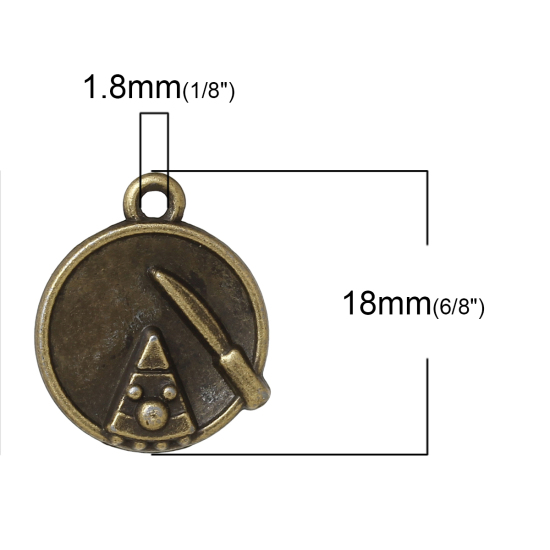 Picture of Zinc Based Alloy Disc Charms Dinner Plate & Cake Knief Tableware Antique Bronze 18mm( 6/8") x 15mm( 5/8"), 4 PCs