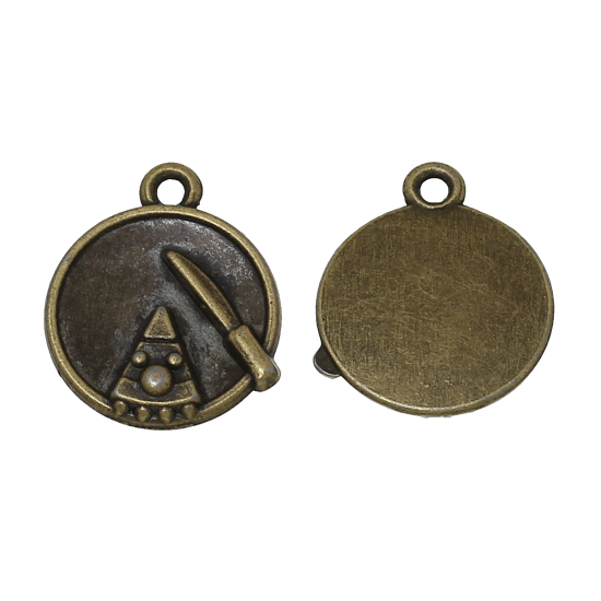 Picture of Zinc Based Alloy Disc Charms Dinner Plate & Cake Knief Tableware Antique Bronze 18mm( 6/8") x 15mm( 5/8"), 4 PCs