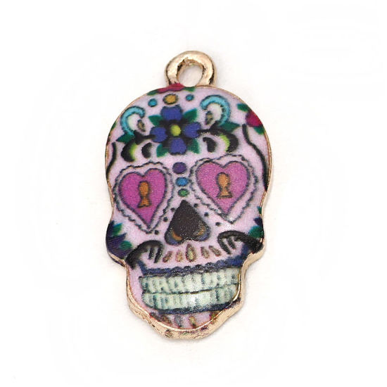Picture of Zinc Based Alloy Halloween Charms Witch Antique Bronze Black & Red Enamel 19mm( 6/8") x 15mm( 5/8"), 10 PCs