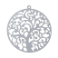 Изображение Филигранные цветок железа 304 Нержавеющая Сталь очарование Подвески Круглые Серебряный Тон Дерево С Узором Полый 43мм x 40мм, 1 ШТ