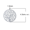 Picture of 304 Stainless Steel Filigree Stamping Pendants Round Silver Tone Tree Carved Hollow 43mm(1 6/8") x 40mm(1 5/8"), 10 PCs
