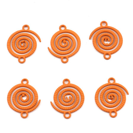 Image de Connecteurs en Alliage de Zinc Rond Orange Spirale 21mm x 17mm, 20 Pcs