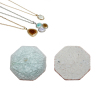 Bild von Keramik & Glas Dom Cabochons Verzierung Polygon Platt Hellgrün Spalte Muster 21mm x 21mm, 5 Stücke