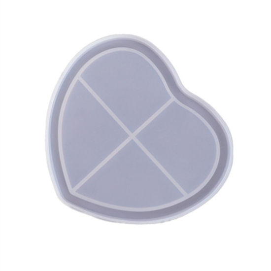 Image de Moule en Silicone Cœur Carreau Blanc Coaster 10.6cm x 9.6cm, 1 Pièce