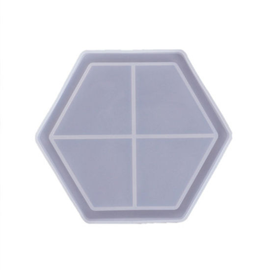 Image de Moule en Silicone Hexagone Carreau Blanc Coaster 10.3cm, 1 Pièce