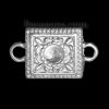 Изображение Цинковый Сплав Коннекторы фурнитуры Квадратные Посеребренный Цветок С узором (Для ss23 Стразы) 19мм x 12мм, 20 ШТ