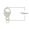 Picture of Zinc Based Alloy Lobster Clasps Heart Silver Plated 17mm x 9mm, 30 PCs