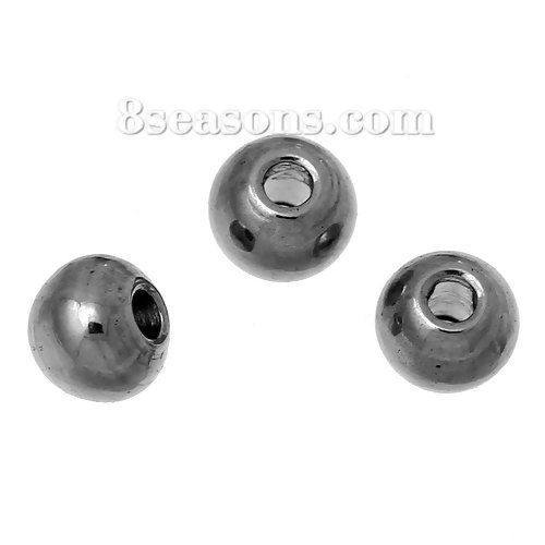 Picture of 304 Stainless Steel Seed Beads Round Silver Tone About 3mm( 1/8") Dia., Hole: Approx 0.8mm, 50 PCs