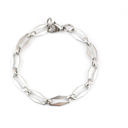 Picture of Wholesale 304 Stainless Steel Bracelets, Silver Tone Unisex Stylish Minimalist Gift Jewelry Supply, 19cm(7.5") long, Chain Size: 7mm, 1 Piece