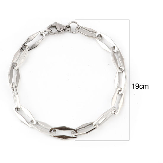Imagen de 304 Acero Inoxidable Elegante Pulseras Tono de Plata Polígono 19.5cm longitud, 1 Unidad