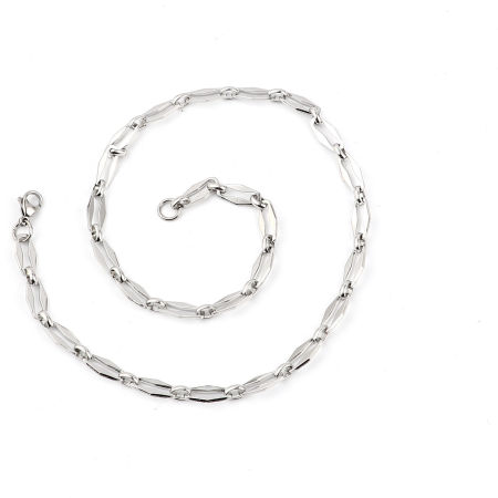 Image de Colliers En Gros Argent Mat en 304 Acier Inoxydable, Ovale Chaîne de Trombone, Unisexe Minimaliste Cadeau Bijoux pour Détaillants 50cm long, Taille de la Chaîne: 7mm, 1 Pièce