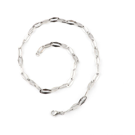 Image de Colliers En Gros Argent Mat en 304 Acier Inoxydable, Polygone Chaîne de Trombone, Unisexe Minimaliste Cadeau Bijoux pour Détaillants 50cm long, Taille de la Chaîne: 7mm, 1 Pièce