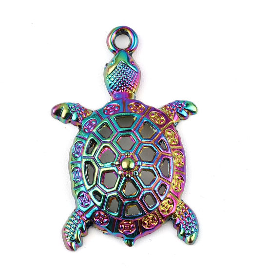 Picture of Zinc Based Alloy Ocean Jewelry Pendants Sea Turtle Animal Multicolor 39mm x 25mm, 3 PCs