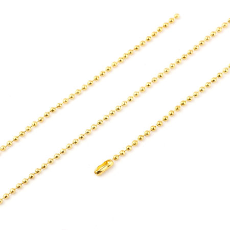Image de 5 Pièces Chaîne Maille Bille en Alliage de Fer Doré 2mm, 70cm long