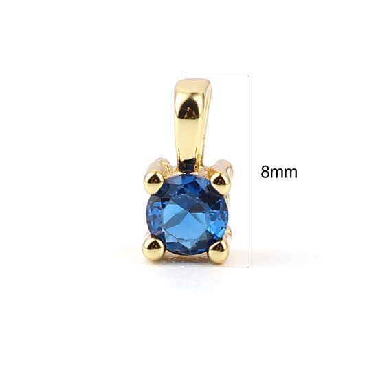 Picture of Brass Charms Gold Plated Square Dark Blue Rhinestone 8mm x 5mm, 2 PCs                                                                                                                                                                                         