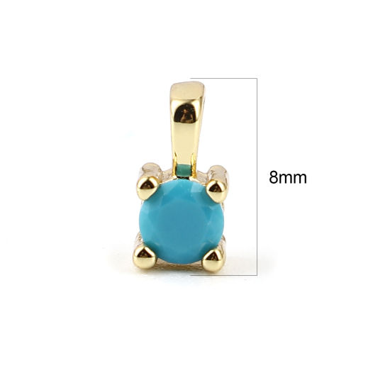 Picture of Brass Charms Gold Plated Square Blue Rhinestone 8mm x 5mm, 2 PCs                                                                                                                                                                                              