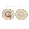 Picture of Brass Filigree Stamping Pendants Round Original Color Unplated Initial Alphabet/ Letter " G " Carved 35mm(1 3/8") Dia, 20 PCs                                                                                                                                 