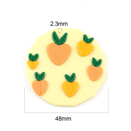 Image de Pendentifs en Pâte Polymère Forme Polygone Jaune Clair Pêche 49mm x 49mm, 2 Pcs