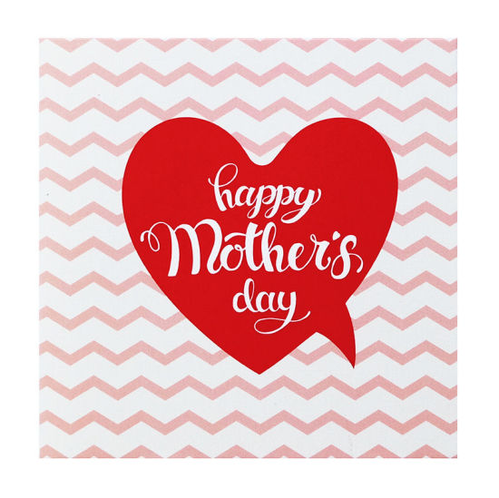 Picture of White - Paperboard Happy Mother's Day Love Heart Mother's Day Greeting Card 8.5x8.5cm, 2 PCs