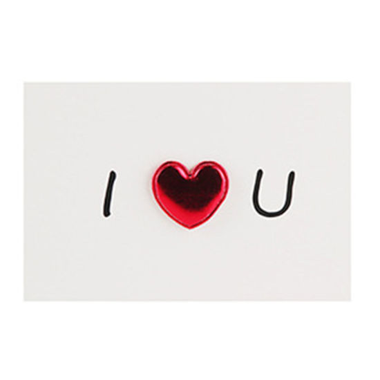 Picture of White - Paperboard I Love You PU Leather 3D Heart Greeting Card 10x15cm, 2 PCs