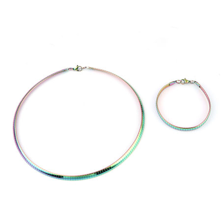 Image de Bracelets En Gros Plaqué de Couleur Arc-en-ciel en 304 Acier Inoxydable, Placage sous Vide, aux Femmes Élégant Minimaliste Cadeau Fournitures de Bijoux 19cm long, Taille de la Chaîne: 6mm, 1 Pièce