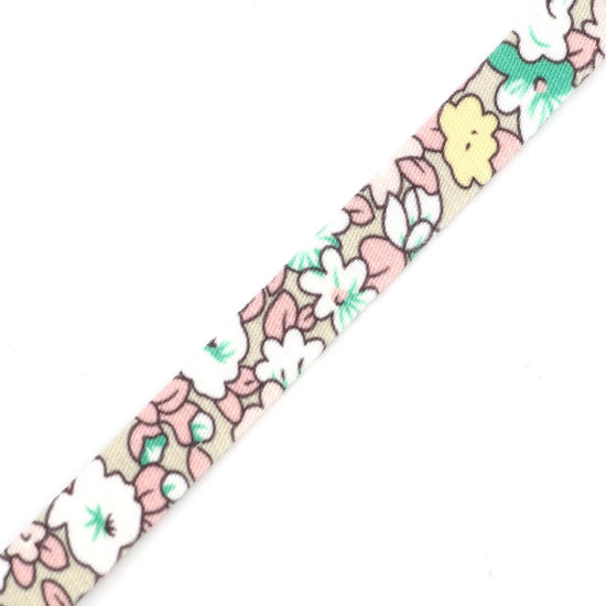 Picture of Cotton Polyester Blend Webbing Strap Multicolor Flower 10mm, 1 Roll (Approx 5 M/Roll)