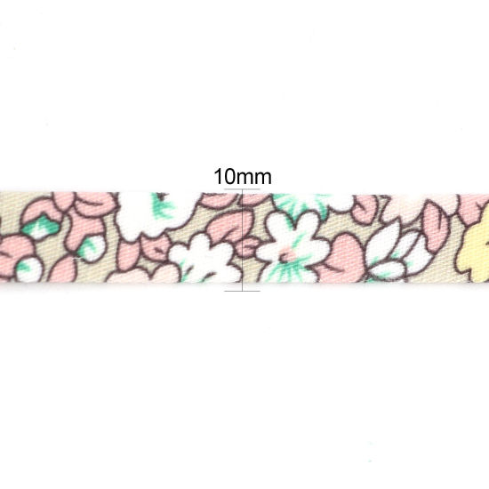 Picture of Cotton Polyester Blend Webbing Strap Multicolor Flower 10mm, 1 Roll (Approx 5 M/Roll)