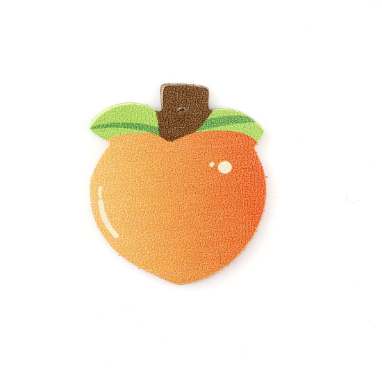 Image de Pendentifs en PU Pêche Orange 35mm x 31mm, 5 Pcs