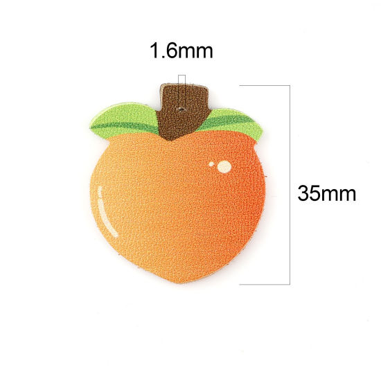 Image de Pendentifs en PU Pêche Orange 35mm x 31mm, 5 Pcs