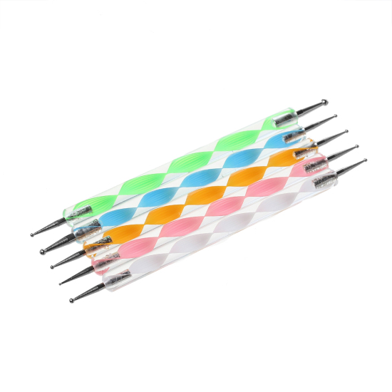 Picture of Acrylic Nail Art Tools Dotting Marbleizing Pen At Random 13.0cm(5 1/8") x 0.8cm( 3/8"), 1 Packet(5 PCs/Packet)