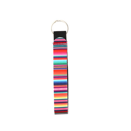 Image de Porte-Clés en Néoprène Argent Mat Multicolore Rectangle Rayées 15.5cm, 2 Pcs