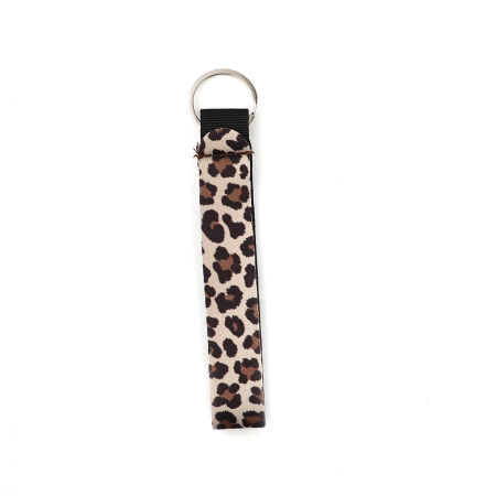Image de Porte-Clés en Néoprène Argent Mat Brun & Noir Rectangle Léopard 15.5cm, 2 Pcs