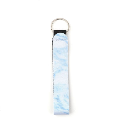 Image de Porte-Clés en Néoprène Argent Mat Bleu Clair Rectangle 15.5cm, 2 Pcs