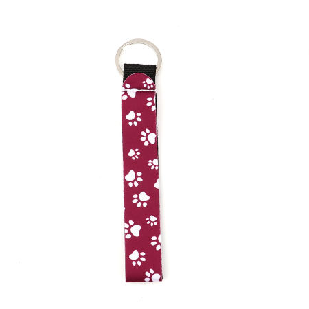 Image de Porte-Clés en Néoprène Mémorial d'Animaux Domestiques Argent Mat Rouge Violacé Rectangle Griffe 15.5cm, 2 Pcs