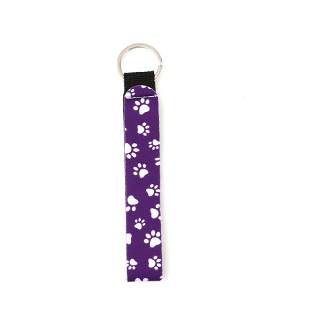 Image de Porte-Clés en Néoprène Mémorial d'Animaux Domestiques Argent Mat Violet Rectangle Griffe 15.5cm, 2 Pcs