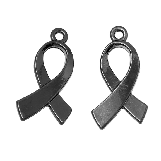 Picture of Zinc Metal Alloy Charms Ribbon Gunmetal 22mm( 7/8") x 12mm( 4/8"), 20 PCs