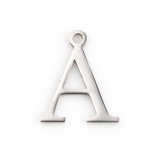 Picture of 304 Stainless Steel Charms Silver Tone Greek Alphabet 14mm x 12mm, 1 Piece