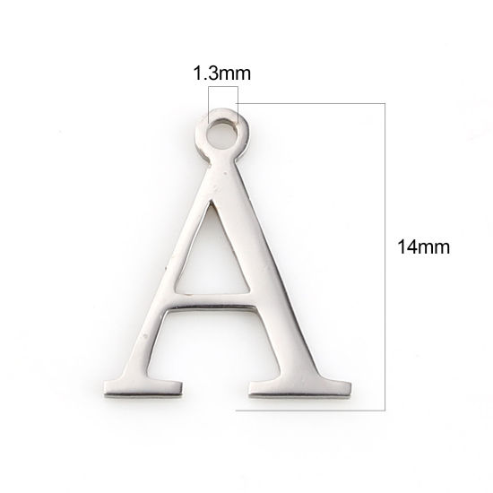 Picture of 304 Stainless Steel Charms Silver Tone Greek Alphabet 14mm x 12mm, 1 Piece