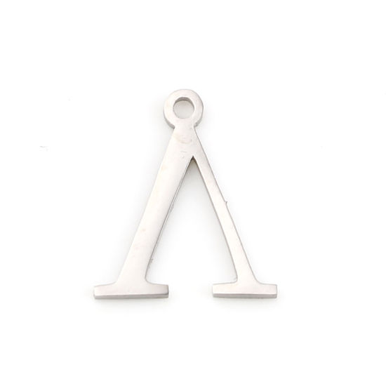 Picture of 304 Stainless Steel Charms Silver Tone Greek Alphabet 14mm x 12mm, 1 Piece