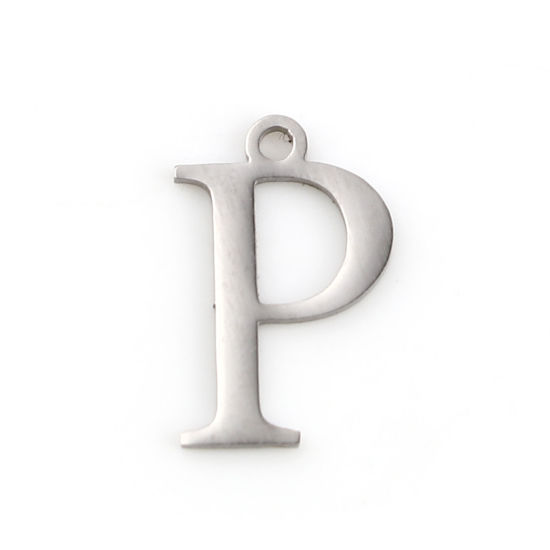 Picture of 304 Stainless Steel Charms Silver Tone Greek Alphabet 14mm x 9mm, 1 Piece