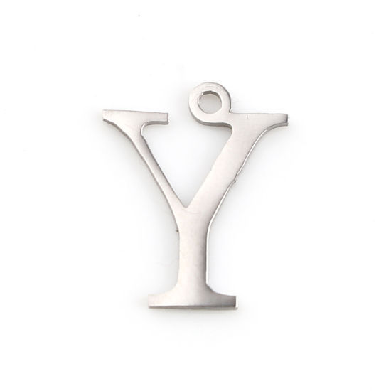 Picture of 304 Stainless Steel Charms Silver Tone Greek Alphabet 14mm x 11mm, 1 Piece