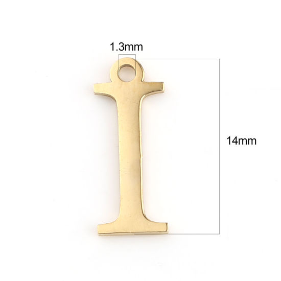 Изображение 1 ШТ вакуумное покрытие 304 Нержавеющая Сталь Подвески Позолоченный Греческий алфавит 14мм x 5мм