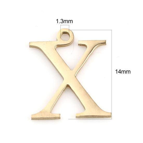 Изображение 304 Нержавеющая Сталь Подвески Позолоченный Греческий алфавит 14мм x 12мм, 1 ШТ