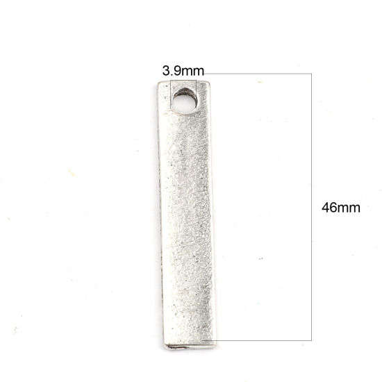 Immagine di Lega di Zinco Ciondoli Rettangolo Argento Antico 46mm x 8mm , 10 Pz