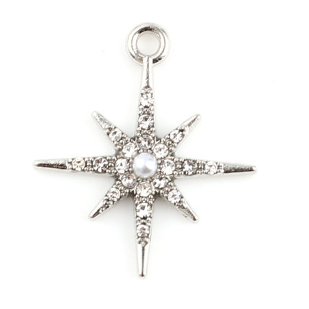 Picture of Zinc Based Alloy Galaxy Charms Star Clear Rhinestone 5 PCs