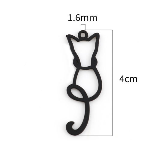 Imagen de Zamak Colgantes Gato Negro 40mm x 13mm, 10 Unidades